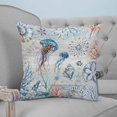 thumbnail image 4 of 24x24 Pillow Covers Set of 2, Coastal Jellyfish Throw Pillow Covers Decorative Couch Cushion Case, Blue Nautical Marine Life Conch Coral Microfiber Square Pillowcases for Bedroom Car Living Room, 4 of 7