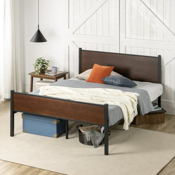 Zinus Tucker 35" Bamboo and Metal Platform Bed Frame, Queen