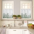 thumbnail image 4 of Green Flowers Kitchen Curtains and Valances Set, Rod Pocket Curtains Tier Farmhouse Window Curtains 24 Inch Length, Botanical Floral Plants Retro Farmhouse 3 Piece Kitchen Curtains Set, 4 of 6