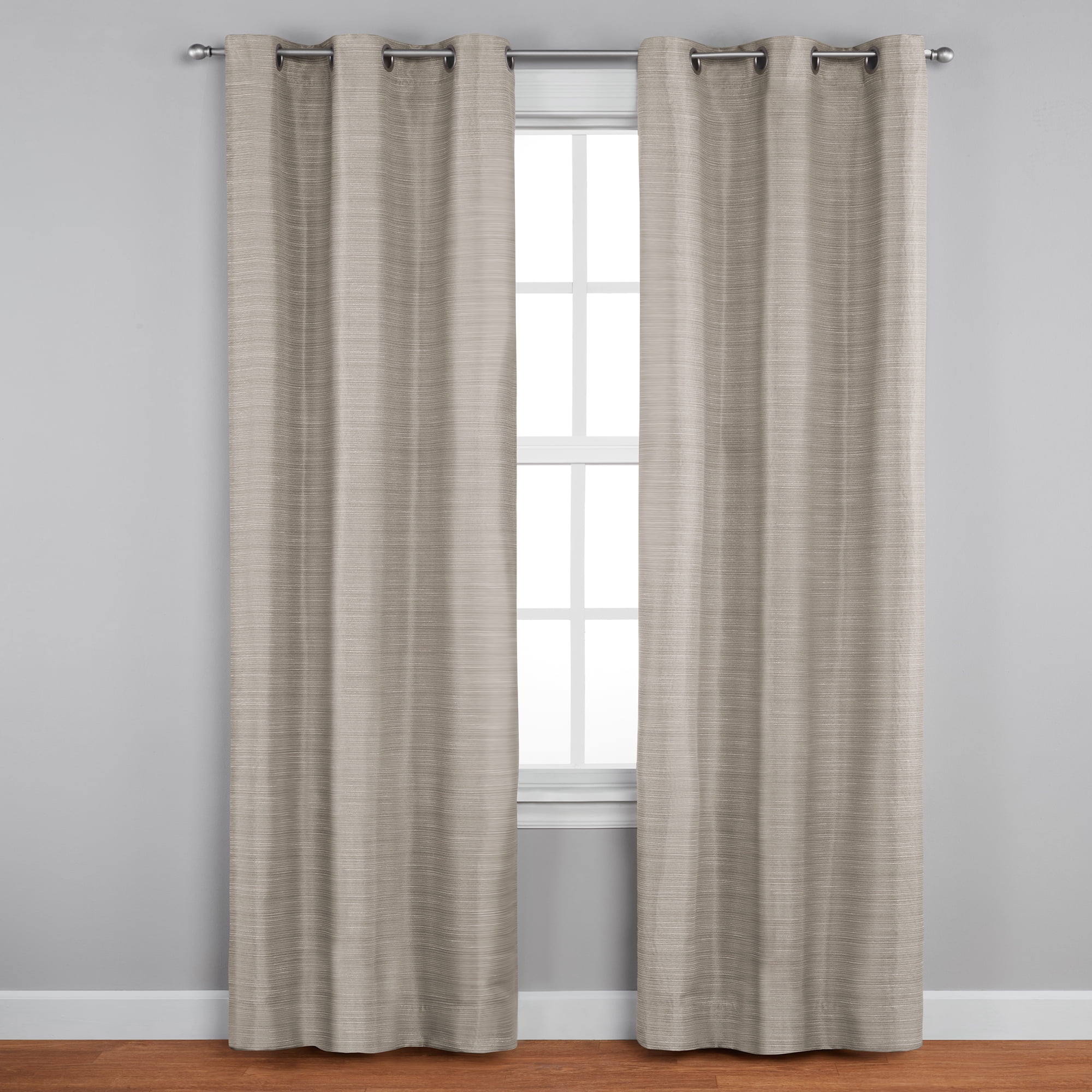 Mainstays Blackout Textured Slub Grommet Single Indoor Curtain Panel, Beige, 38" W x 84" L