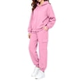 thumbnail image 3 of OGLCCG Girls Sweatsuits 2pcs Sets,Fleece Zip Up Hoodie and Joggers Sweatpants Set, 2-Piece Girls Jogger Set, Sizes 7-8, 3 of 6