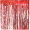 thumbnail image 5 of ZHAOCHENG 2 piezas de cortina de flecos metálicos brillantes rojos para ventana o pared para cumpleaños, bodas y fiestas, 5 of 5