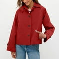 thumbnail image 4 of DAFPZW Womens Cropped Jacket Contrast Collar Coat Cargo Jacket Barn Jacket Outwear Solid Button Down Coat with Pockets, 4 of 9