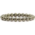 thumbnail image 1 of Angelstones Natural Pyrite Gemstone 8mm Round Beads Stretch Bracelet 7 Inch Unisex, 1 of 3