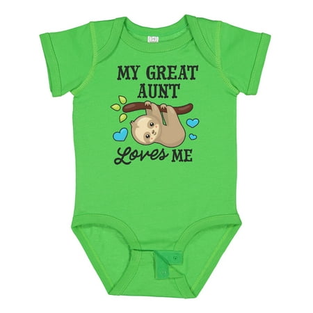 

Inktastic My Great Aunt Loves Me with Sloth and Hearts Boys or Girls Baby Bodysuit