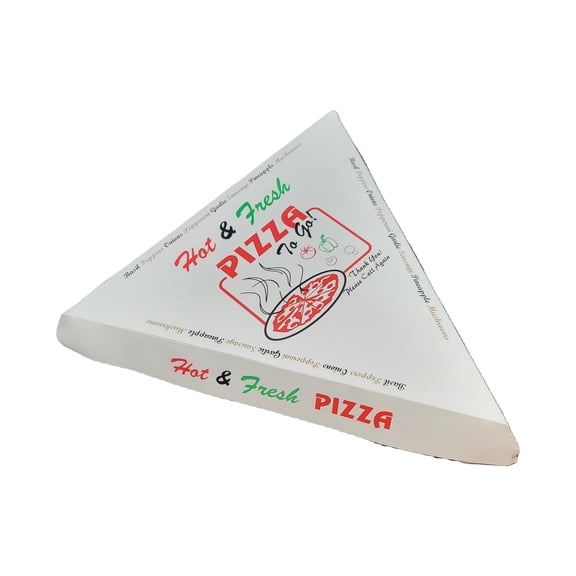 Single Pizza Slice Box with 4 Color Print "Hot & Fresh" Pizza Clamshell Single Slice Pizza Boxes (100 Counts)