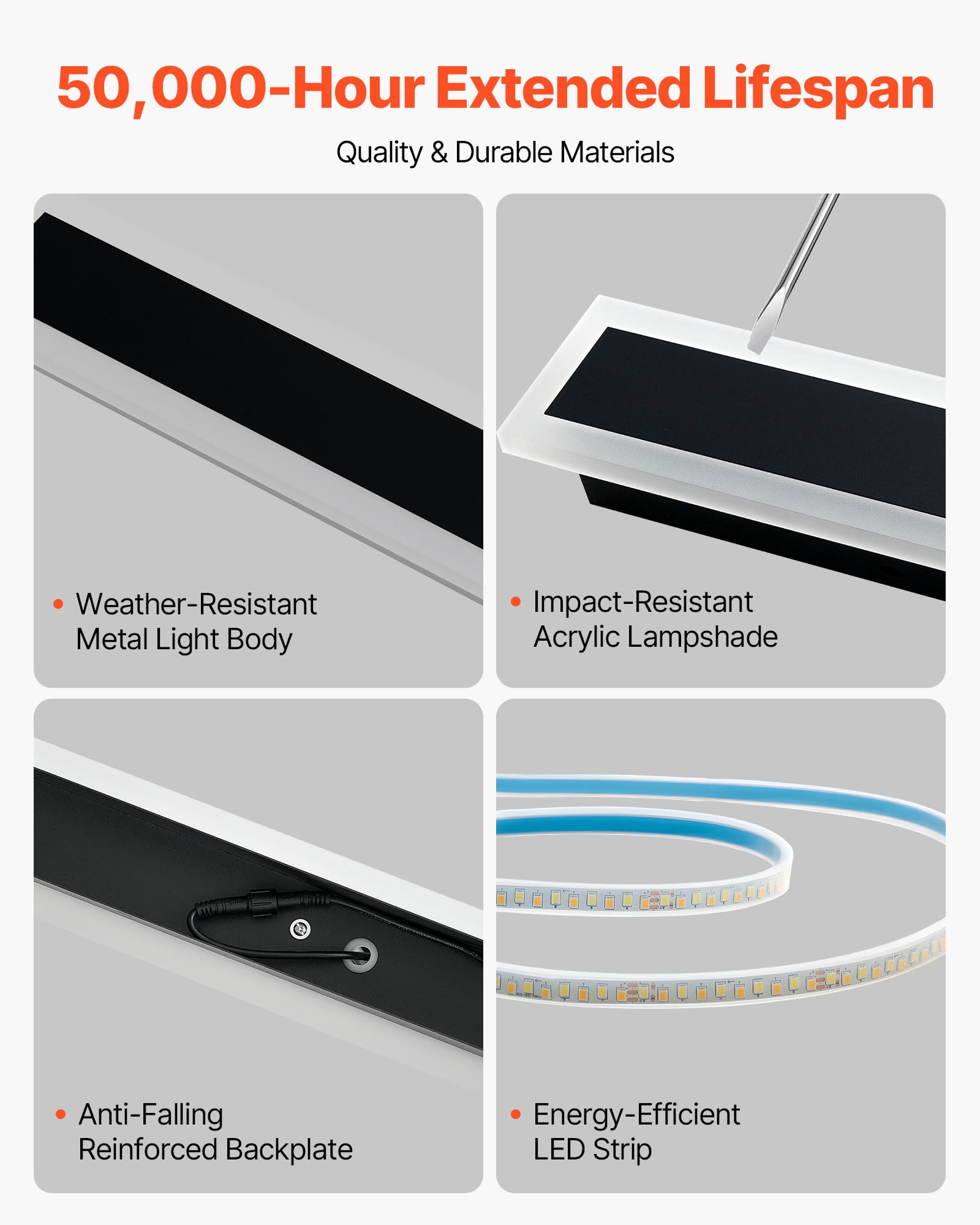 VEVOR Outdoor Wall Lights, 2 Pack, 39.4 Inch Long Strip Modern Exterior Wall Sconce Light Fixtures, 3000K Warm White, IP65 Waterproof Anti-Rust Outside Wall Mount Lighting, for House, Porch, Garage