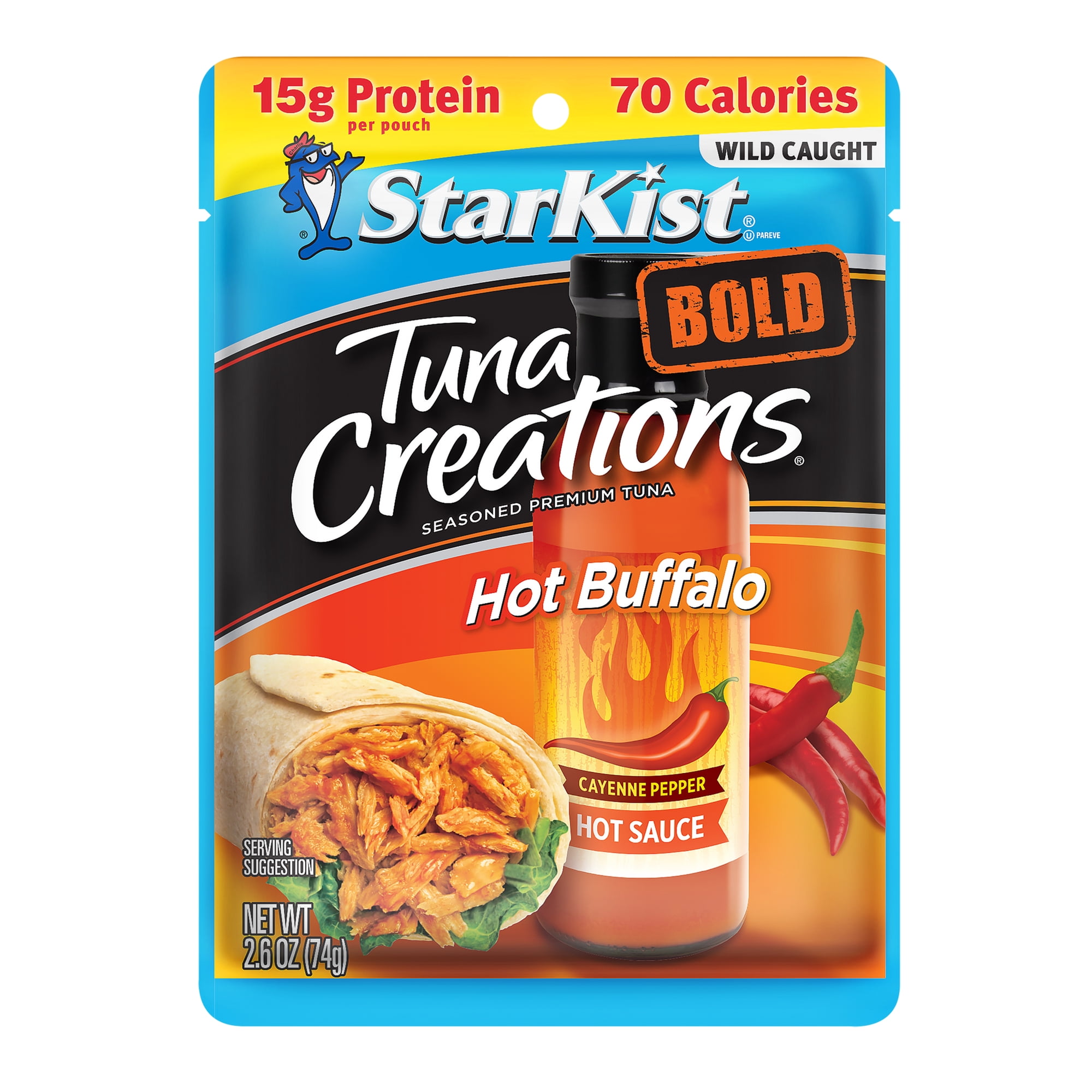 StarKist Tuna Creations® BOLD Hot Buffalo Style, Wild Caught, 15g Protein, 2.6 oz Pouch
