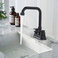 thumbnail image 3 of Wowow 4 in. Centerset Double Handle High Arc Bathroom Faucet with Drain Kit Included in Matte Black, 3 of 8