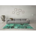 thumbnail image 3 of Ahgly Company Indoor Rectangle Abstract Turquoise Blue Modern Area Rugs, 2' x 4', 3 of 4