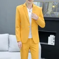 thumbnail image 3 of Conjunto de 2 piezas para hombre, traje completo para hombre y blazer, tendencias, disfraces, primavera, otoño, formal, clásico, pantalones, ropa, 3 of 5