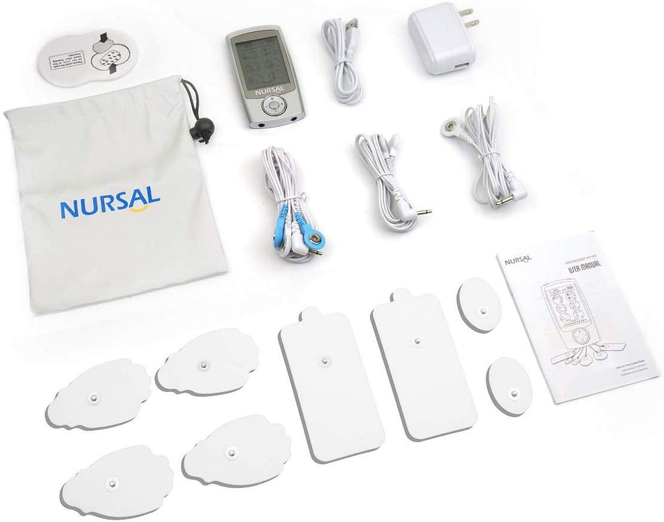 Buy NURSAL TENS Unit EMS Muscle Stimulator Machine for Pain Therapy with  16pcs Electrode Pads Electric TENS Machine, ABS Pads Holder, USB Wall  Charger and Dust-Proof Storage Bag Online at desertcartKUWAIT