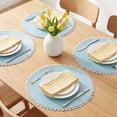 thumbnail image 2 of Farmhouse Round Placemats Set of 6 Woven Placemats for Dining Table Decor Indoor Outdoor Washable Table Mat Wipe Clean Dark Blue 15.7x15.7inch, 2 of 6