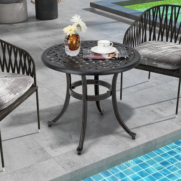 Gymax Cast Aluminum Patio Table 24''Outdoor Round Side Table Anti