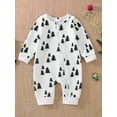 thumbnail image 3 of Baby Girl Boy Christmas Jumpsuit, Print Round Neck Long Sleeve Zip-Up Rompers for Toddlers, 0-18 Months, 3 of 10