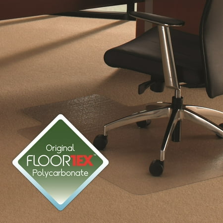 Cleartex Ultimat Chair Mat | Clear Polycarbonate | For Low & Medium Pile Carpets (up to 1/2") | Rectangular with Lip | Size 35" x 47"