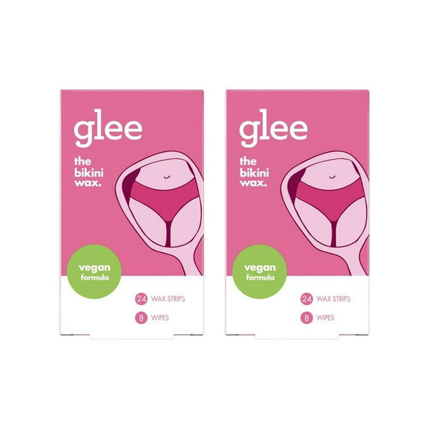 Glee Bikini Wax Hair Removal Strips for Women, Raspberry Scent, 24 Wax