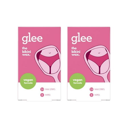 Glee Bikini Wax Hair Removal Strips for Women, Raspberry Scent, 24 Wax ...