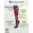 thumbnail image 2 of Navy/Red/White Over-the-Calf Flame Socks – Kids & Youth Athletic Socks for Sports Teams – Fun Fire Design, Moisture-Wicking, Compression Support – Large, 2 of 2