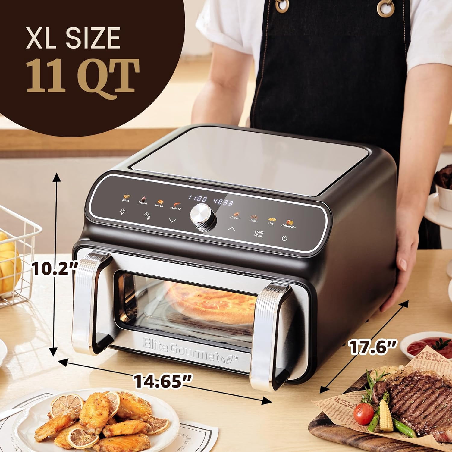 Elite Cuisine EAFL1000 11.5 QT Indoor Grill & Air Fryer Oven