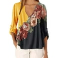 thumbnail image 2 of facefd Blouse Imprimée Col en V Chemise Manches Longues Ample Blouse Imprimée Haut Femme Jaune P, 2 of 4