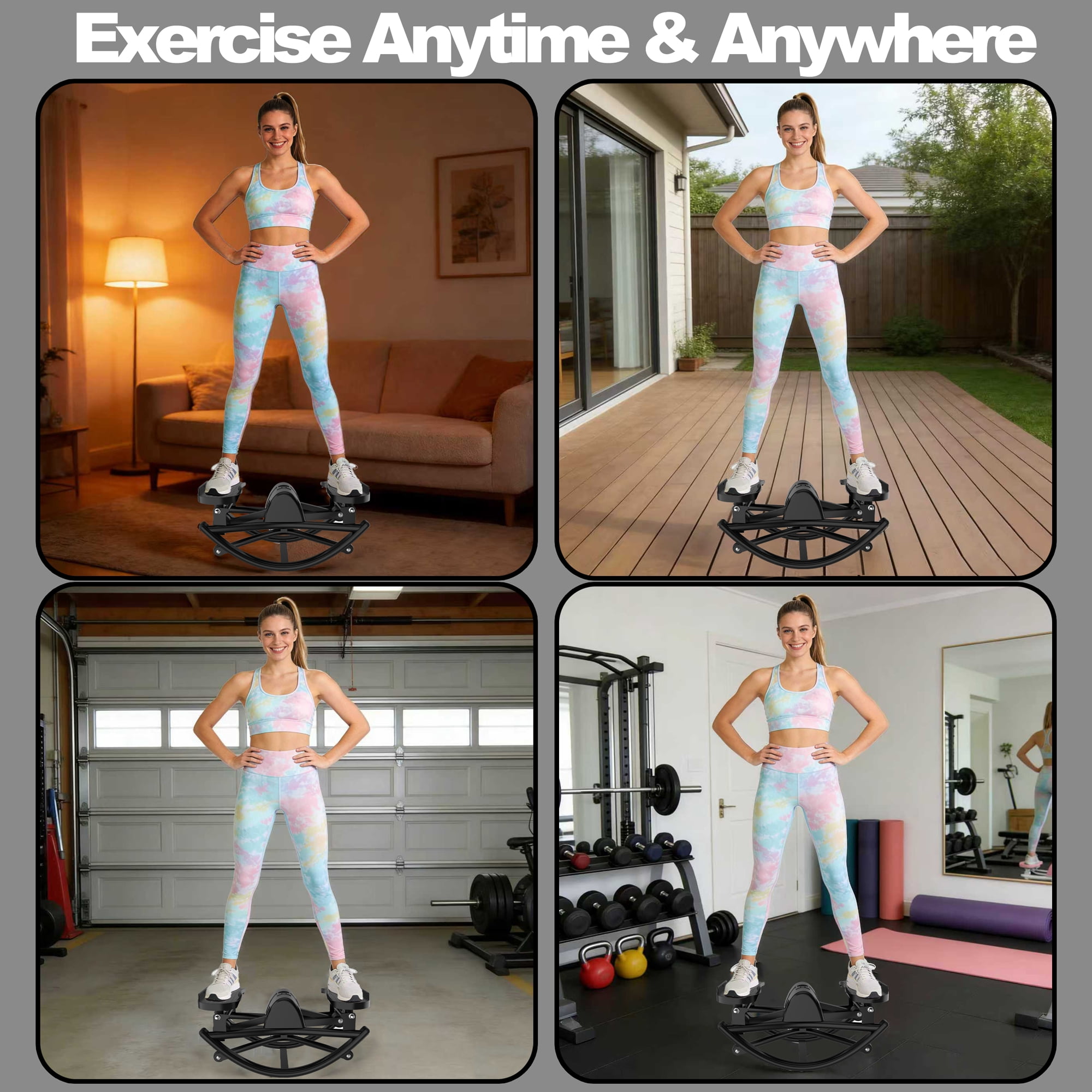 Fahuac Lateral Stepper Machine for Exercise-Rocking Stepper Machine with Resistance Bands & Anti-Slip Mat and LCD Monitor, Professional Stair Stepper for Home Workout