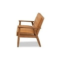 thumbnail image 3 of Sorrento Mid-Century Modern Tan Faux Leather Upholstered and Walnut Brown Finished Wood Loveseat, 3 of 5