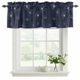 thumbnail image 2 of Navy Blue Valances for Windows, Decorative Rod Pocket Window Valance Curtains, Spring Flora Short Curtain Drapes for Kitchen/Bathroom/Living Room, 2 Panels, 60" W x 18" L, 2 of 8