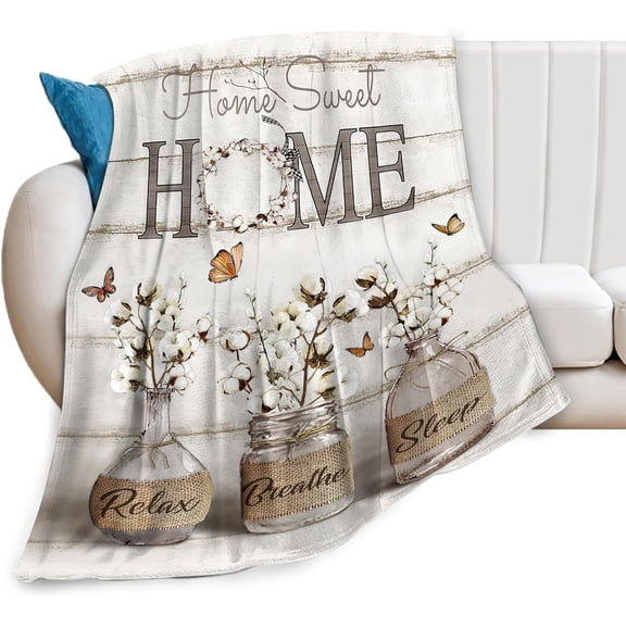Farmhouse Floral Blanket for Women Girls Ultra Soft Cozy Cotton Flower Throw Blanket Fleece Fuzzy Plush Bedding Blanket Flower Gifts for Women Girls Kids Adults Couch Sofa 50"x40"