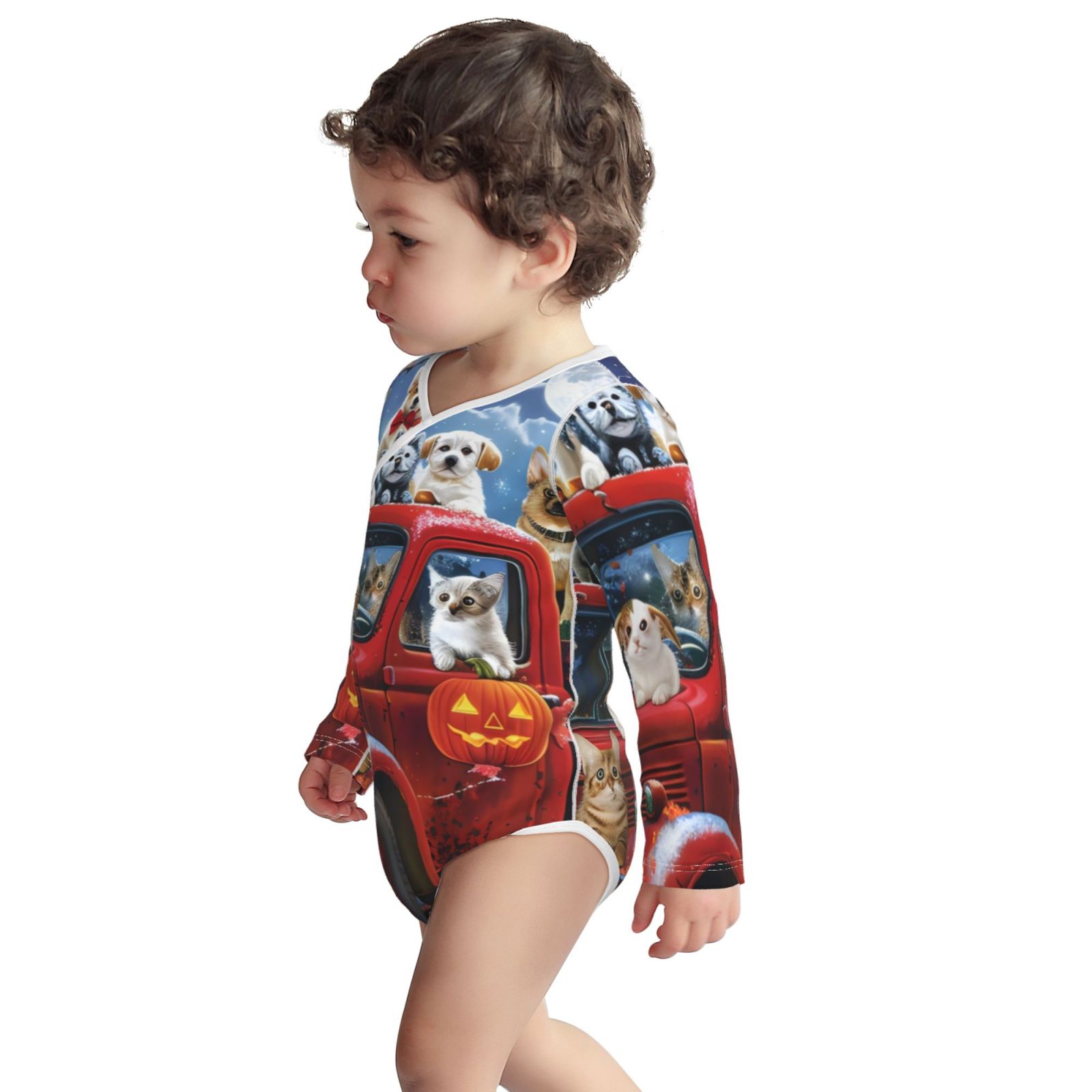 Xecao Halloween Pets Pumpkins Print Baby unisex-baby Cotton Long-sleeve Bodysuits-3 Months