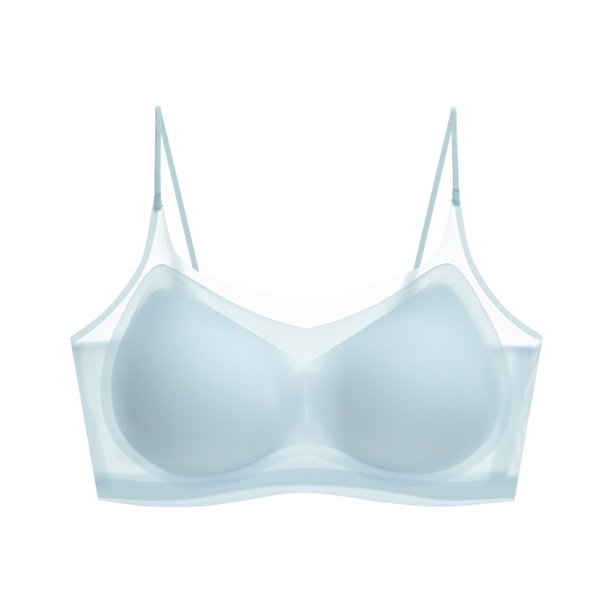 Ropa interior de verano fina de copa fija de seda de hielo sin costuras para mujer, sin aros, para dormir, pecho grande, chaleco pequeño, sujetador cómodo
