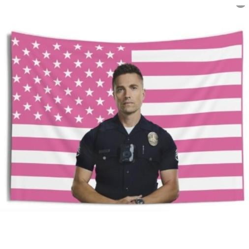 Tim Bradford The Rookie Pink American Flags For Wall Decor, Indoor Wall Tapestries, Room Decor, One Side Polyester Wall Flag