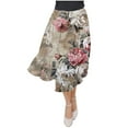 thumbnail image 4 of Colorful Floral Print Loose Fit for Ladies Faux Linen Maxi Long Midi Knee Length Brunch High Waisted Skirts Womens 2025 Soft Comfy Clothing Country Concert Y2K 3XL, 4 of 7