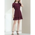 thumbnail image 5 of INSPIRE CHIC Women's Ruffle Hem Short Puff Sleeve Party A-Line Mini Dress L Wine, 5 of 6