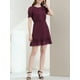 thumbnail image 5 of INSPIRE CHIC Vestido de Fiesta de Manga Corta con Volantes y Corte A Mini Vino, 5 of 6
