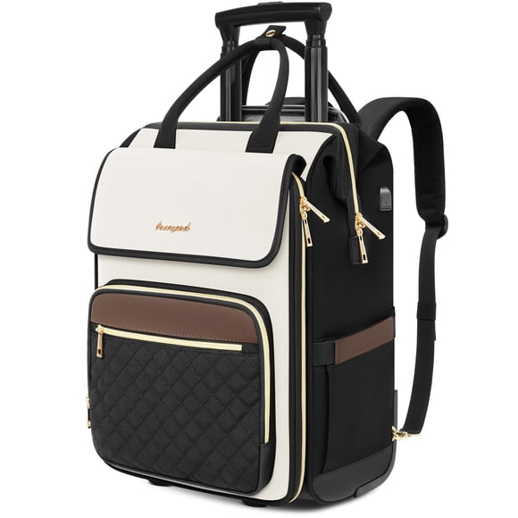 Mochila rodante Arcoyard para mujer con ruedas, beige y marrón