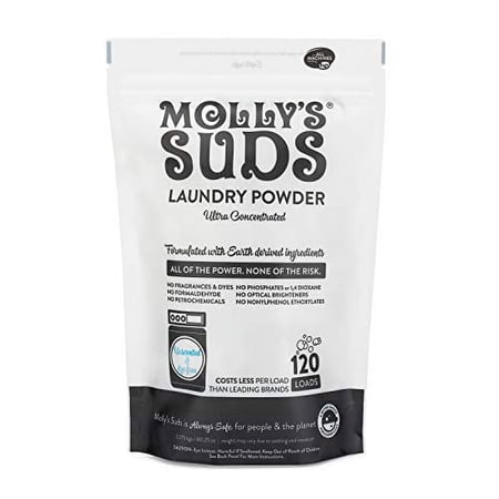 Molly's Suds Original Laundry Detergent Powder | Natural Laundry Detergent Powder for Sensitive Skin | Earth-Derived Ingredients, Stain Fighting | 120 Loads (Unscented)