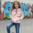thumbnail image 3 of Xoenoiee Butterfly Cherry Blossom Print Girls Sweatshirt Half Zip Pullover Lightweight Casual Long Sleeve Hoodie Fall Clothes Outfits with Front Pocket, Size 9-10 Years, 3 of 7
