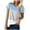 Blue womens tops summer, variant on USSUMA Womens Plus Tops and T-Shirts Womens Summer Tops Round Neck Triple Color Block Stripe T-shirt Short Sleeve Loose Casual Tee T-shirt 2022 Beach