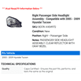 thumbnail image 2 of Right Passenger Side Headlight Assembly - Compatible with 2005 - 2009 Hyundai Tucson 2006 2007 2008, 2 of 2