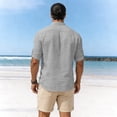 thumbnail image 2 of OGLCCG Mens Cotton Linen Henley Shirts Casual 3/4 Sleeve Hippie Yoga Tops Lightweight Solid Color Summer Beach T-Shirt,XXL,Gray, 2 of 7