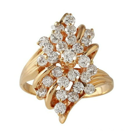 Ladies 1.97 Carat Diamond 14K Yellow Gold Ring