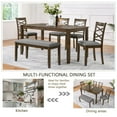 thumbnail image 2 of Elegant 6-piece Wooden Dining Table Set with 4 Chairs and a Bench. Modern Dining Table Set for 6 People, Rectangular Dining Table Set for Living Room, Kitchen and Dining Room, Walnut, 2 of 6