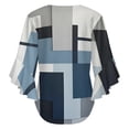 thumbnail image 6 of Geometric Modern Art Blue Gray Black White Women's V-Neck Blouse With 3/4 Ruffled Bell Sleeves Casual Top Ladies Blouses, 6 of 7