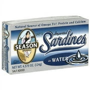 Season Sardines In Water, 4.375 oz (Pack of 12)