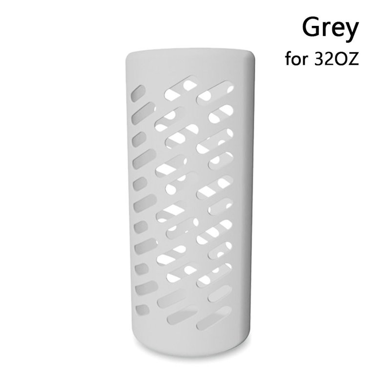 Heat-Insulated Water Bottle Cover Silicone Material Scratch Resistant for  Outing Traveling Camping Gray 18OZ 