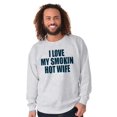 thumbnail image 4 of Love My Smokin Hot Wife Funny Spouse Men's Crewneck Sweatshirt Brisco Brands 2X, 4 of 6