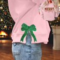 thumbnail image 2 of Wang6 Womens Whtie Graphic Sweatshirts Trendy Crew Neck Long Sleeve"Merry Christmas"Pullovers Casual Side Slit Hem Bow Tshirts Tops X_Pink XL, 2 of 6