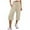 Khaki, variant on QUYUON Women Summer High Waisted Cotton Linen Pants Wide Leg Cropped Lounge Pant Trousers with Pocket Elastic Waist Linen Capris Pants for Women Casual Linen Pants