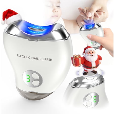 Electric Nail Clipper Rechargeable – Automatic 3-Speed Nail mer for Baby, Kids & Adults with LED Light & Nail Storage Box – Safe, Low Noise Portable Fingernail Cutter